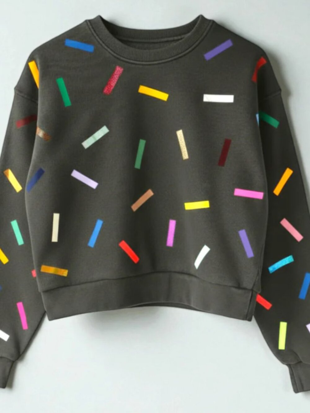 Okayok sweatshirt -  periwinkle blue with coloured pattern on front. Size sm-med - Picture 7 of 7